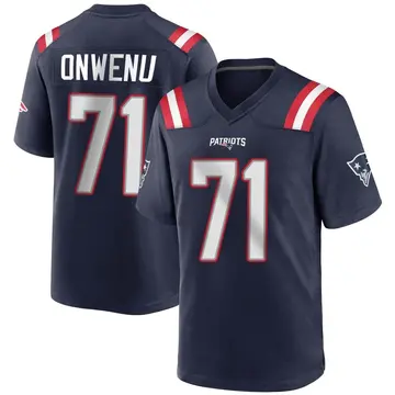 Nike Men's Nike Mike Onwenu Navy New England Patriots Team Game Jersey